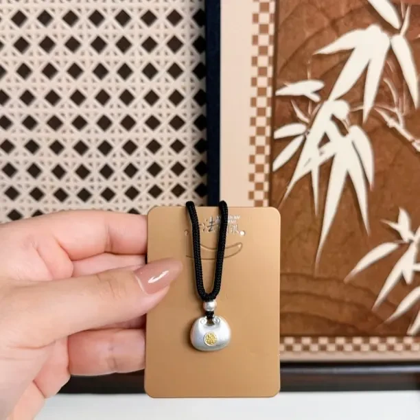 吊坠足银 吊坠足银 足银实心古法小胖福描金吊坠轻奢小众设计送