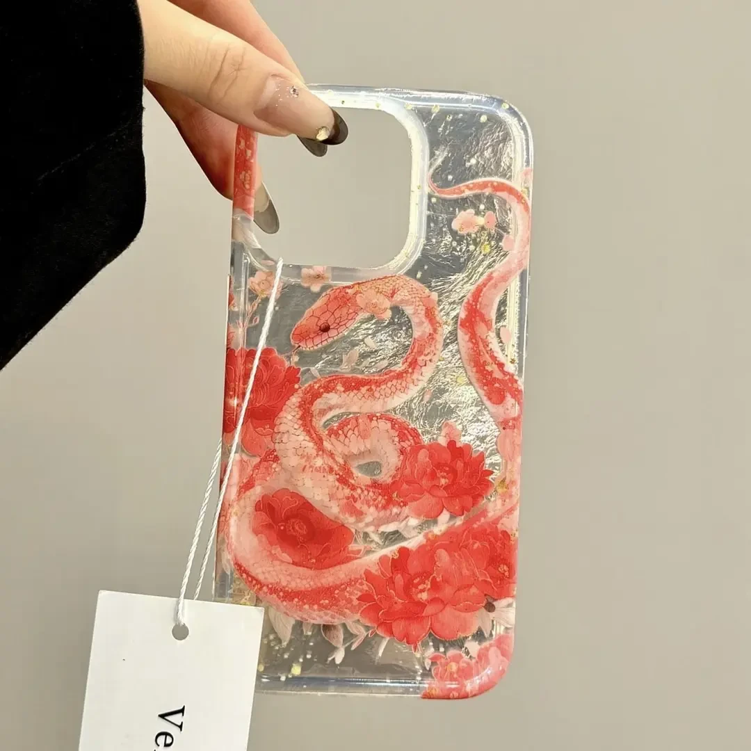 中国风小蛇适用iPhone16PRO/15/14PRO创意手机壳13PRO冰川纹12/11