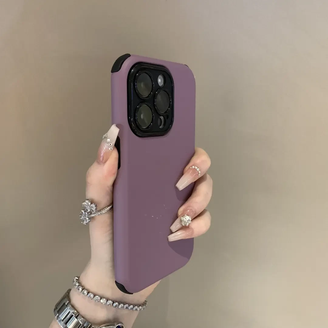 高级梦幻紫适用iPhone15手机壳苹果14promax全包13防摔12情侣XR硬