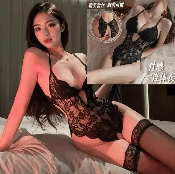 尤野/性感睡衣时尚胸垫蕾丝迷人纯欲睡裙轻奢家居服A27