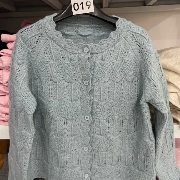 纯色女长袖镂空圆领女装开衫秋冬秋季019