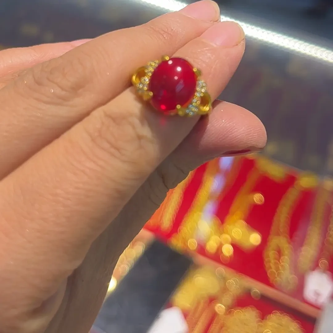 合金戒指 原创设计女金色活口指环经典饰品精致复古彩色