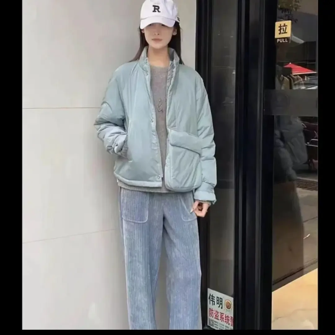 （不退换）5400851秋冬季新款纯色厚款新雪丽保暖长袖棉服夹克女