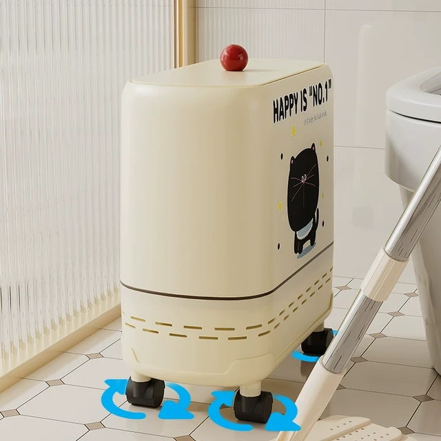 卫生间垃圾桶家用窄夹缝专用2025新款厕所客厅大号带盖可爱高颜值