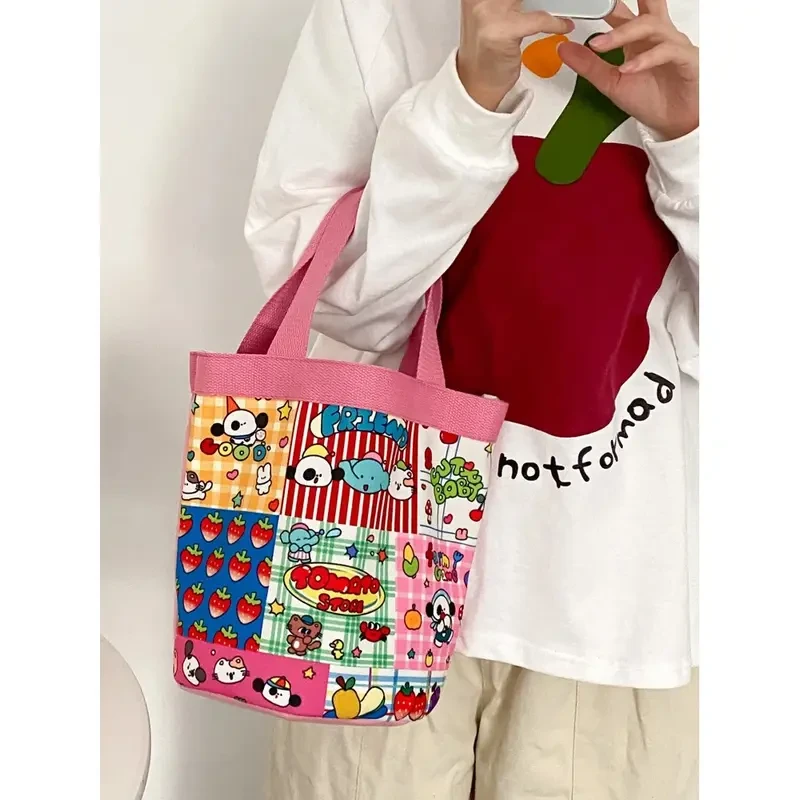 2025新款日系miki帆布包卡通刺绣字母动物手提包便当包妈咪包TF