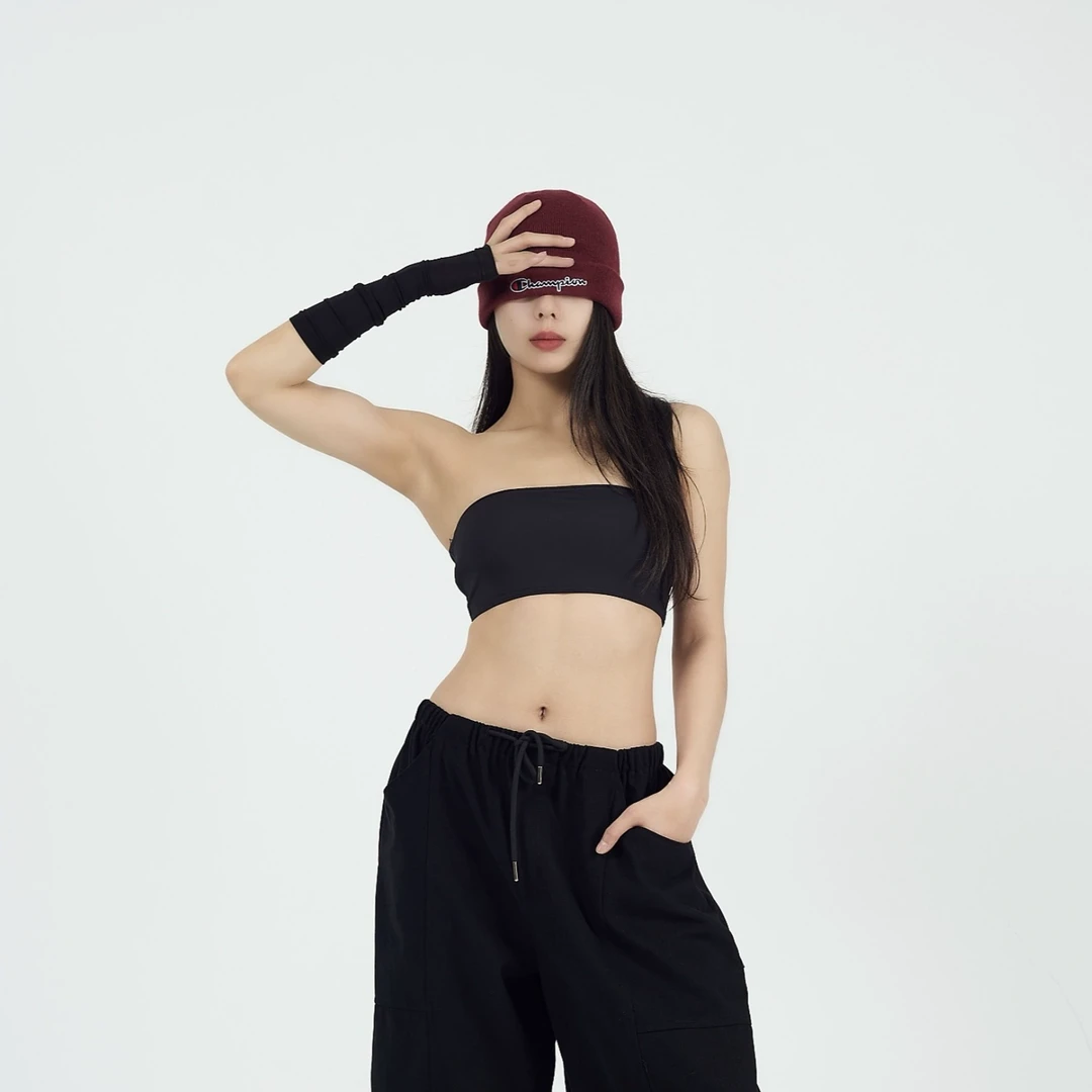 MengM 爵士抹胸街舞性感抹胸吊带自带胸垫性感欧美风胸衣辣妹运动