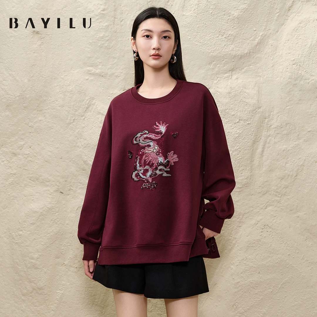 芭依璐春季休闲卫衣女绣花上衣91V9623(颜色不同面料)