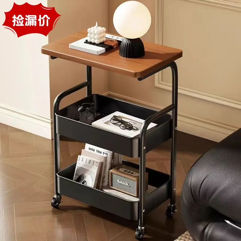中古置物架可移动小推车复古茶几桌边卧室床头柜高颜值零食收纳架