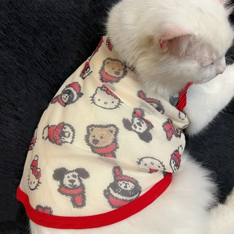 kt凯蒂猫围巾小熊宠物猫咪衣服夏季透气清凉背心防脱不掉毛防晒尘