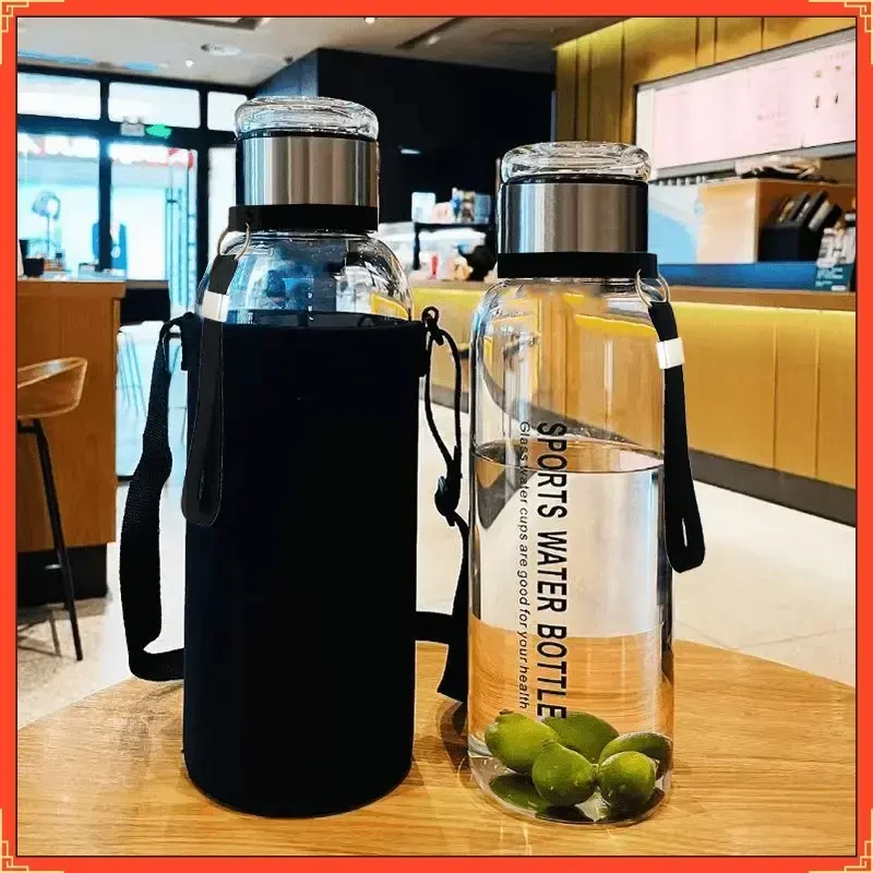 【送杯套】提绳超大容量吨吨杯玻璃网红便携隔热泡茶水分离水杯带