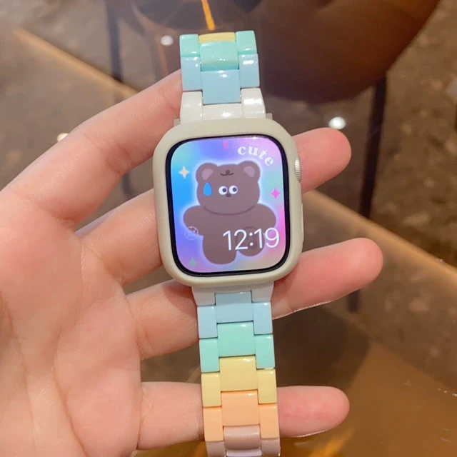 冰淇淋色三株适用苹果S10手表iWatch手表带98765432代SE通用Ultra