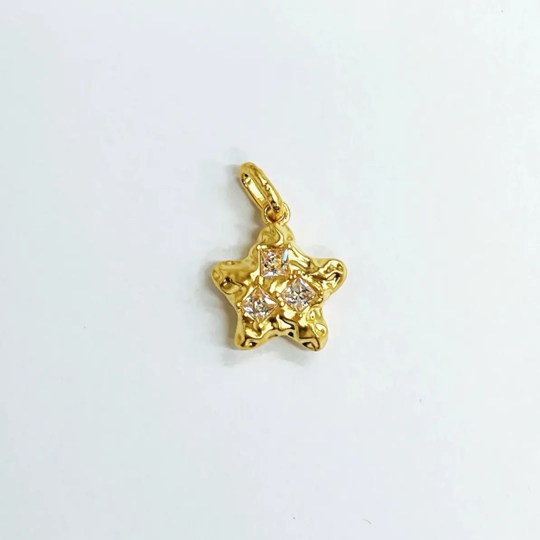 18K锤纹星星配件吊坠diy手绳手串