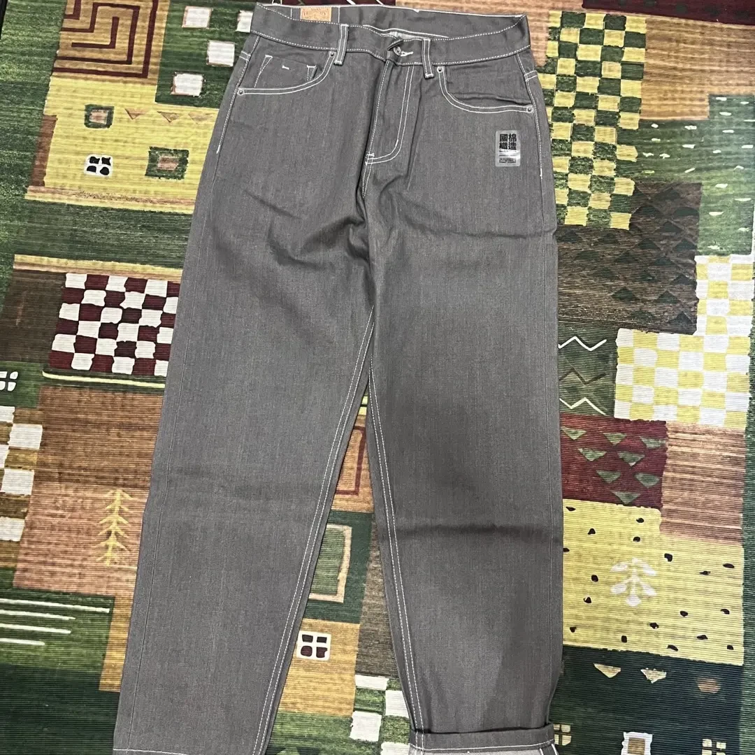 日系复古水洗宽松直筒牛仔裤赤耳丹宁休闲长裤子男士春秋款裤子