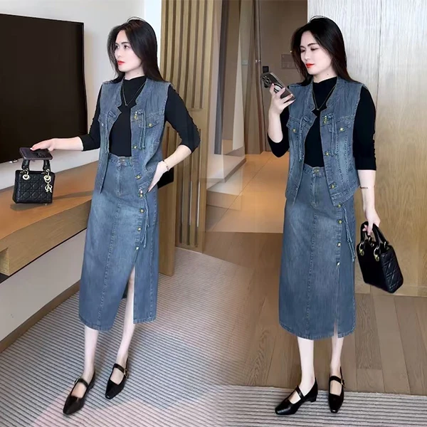 2025秋季新款时尚洋气穿搭气质休闲显瘦收腰减龄牛仔套装97