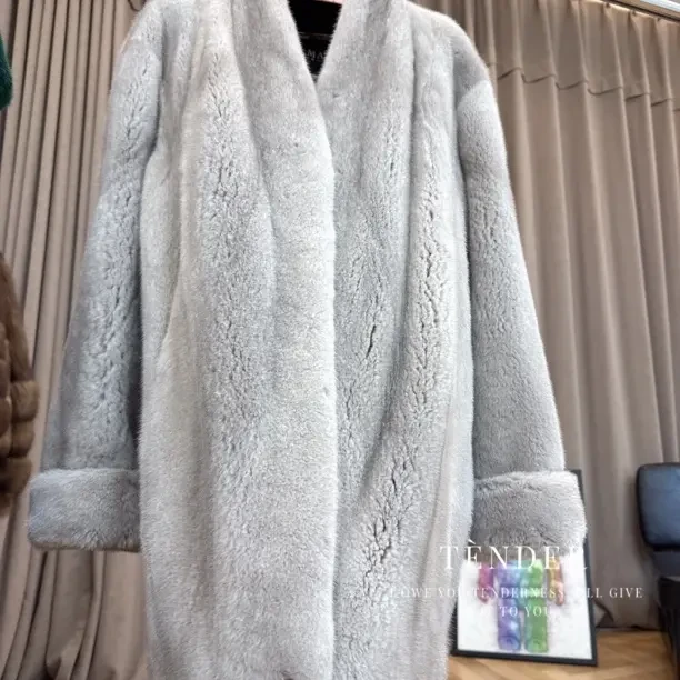 进口天鹅绒貂貂中长款秋冬女士外套衣长78胸围120