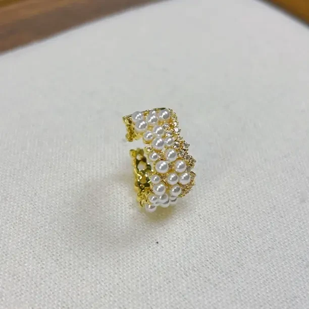 铜合金仿珍珠戒指 指环欧美风其他other女焦糖色日韩浅金金色