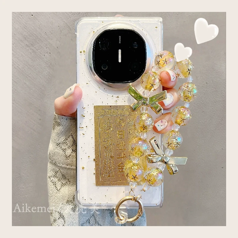 适用华为mateX6折叠屏手机壳matex5典藏版金箔滴胶matex3透明文字