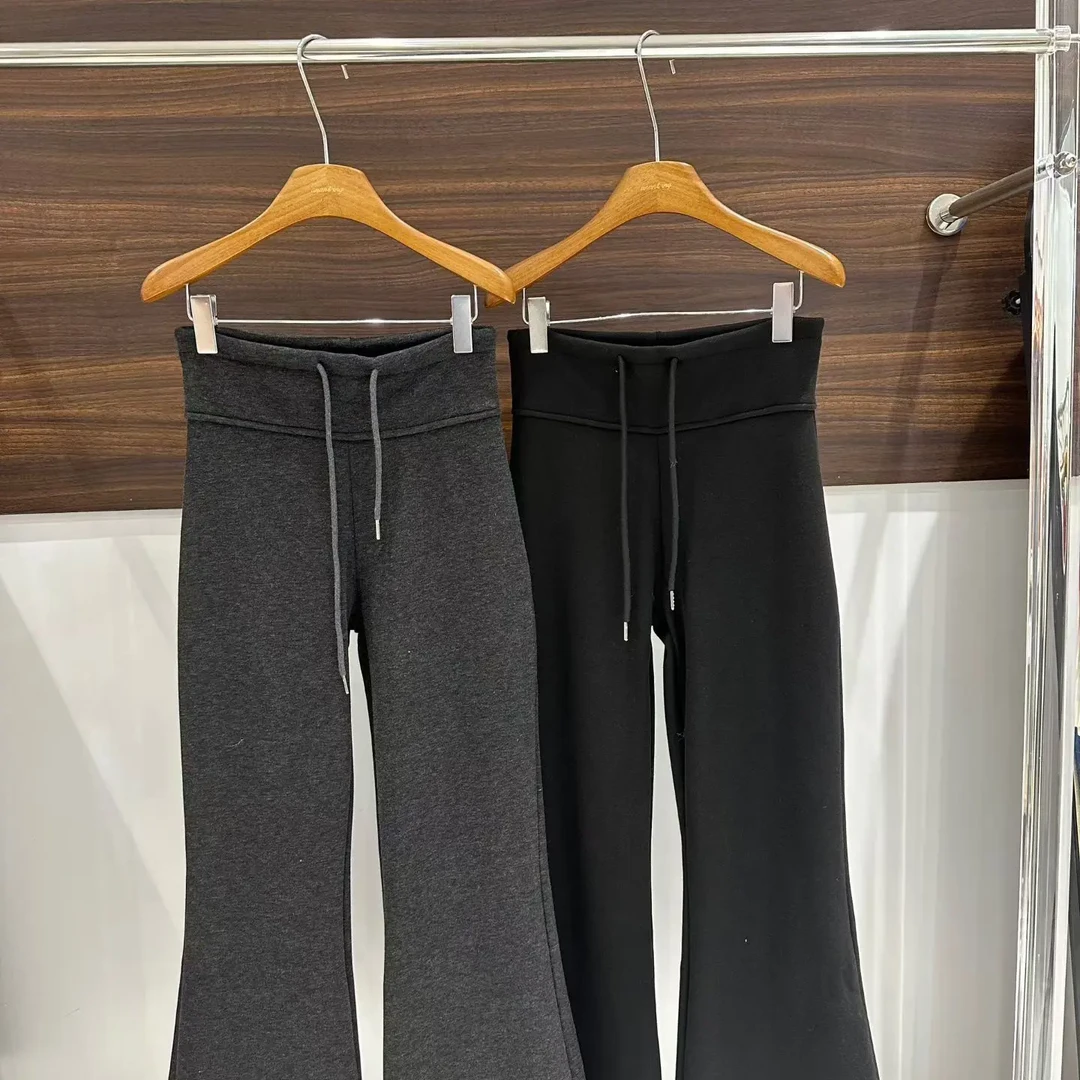 秋冬加绒高腰显瘦休闲微喇裤女时尚百搭