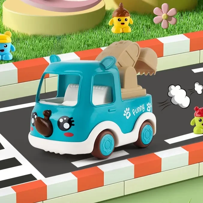 儿童萌趣创意合金车玩具卡通惯性小汽车透明盒装