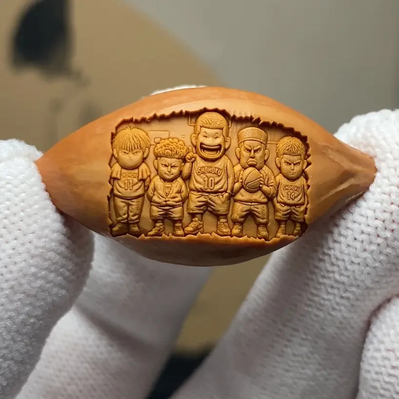 橄榄核雕卡通动漫雕刻单籽灌篮高手单颗精品手把件文玩挂坠