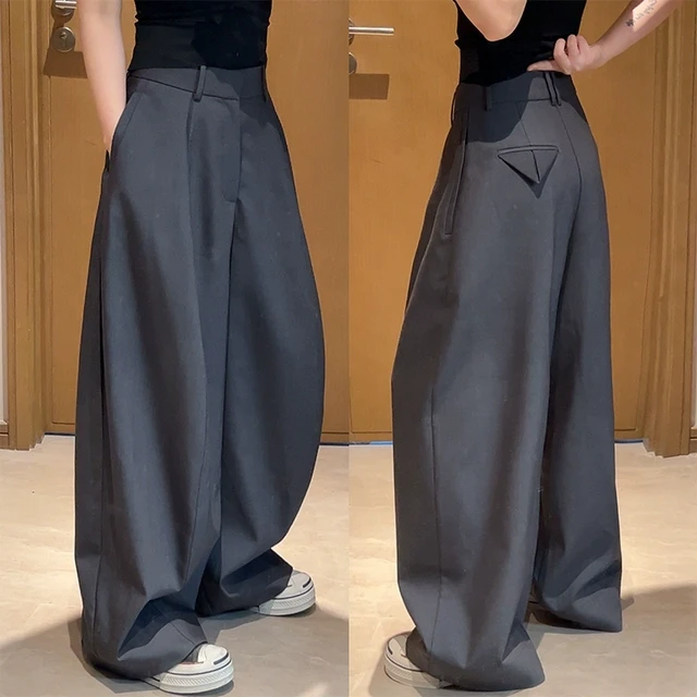 欧洲站2025早夏新款时尚高腰显瘦气球版休闲裤女宽松显瘦阔腿裤潮