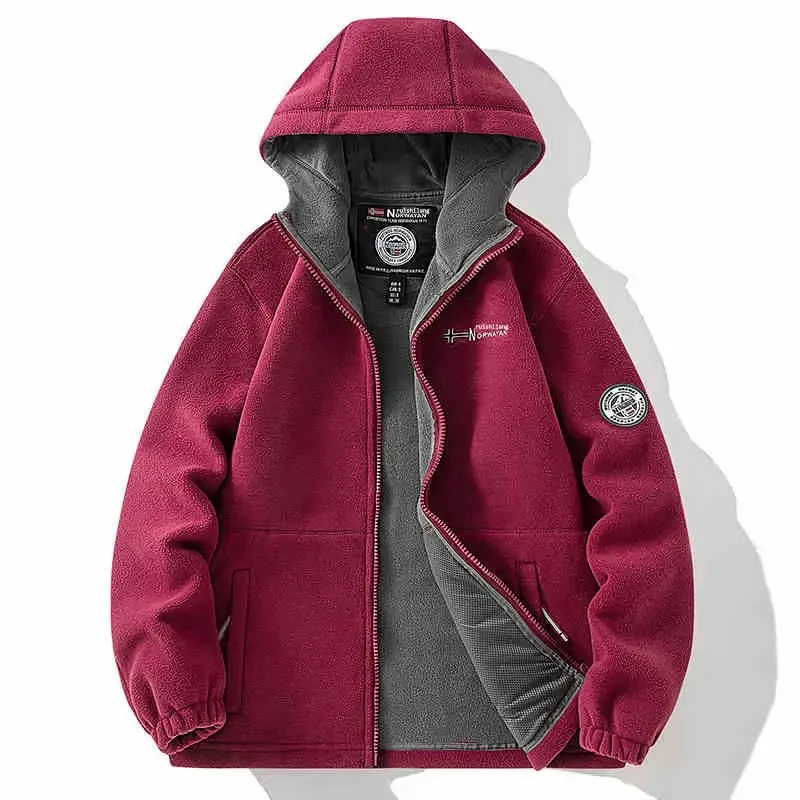 原单NORWVAY零下15°出口挪威MINKFABRIC情侣款连帽加厚双面摇粒绒