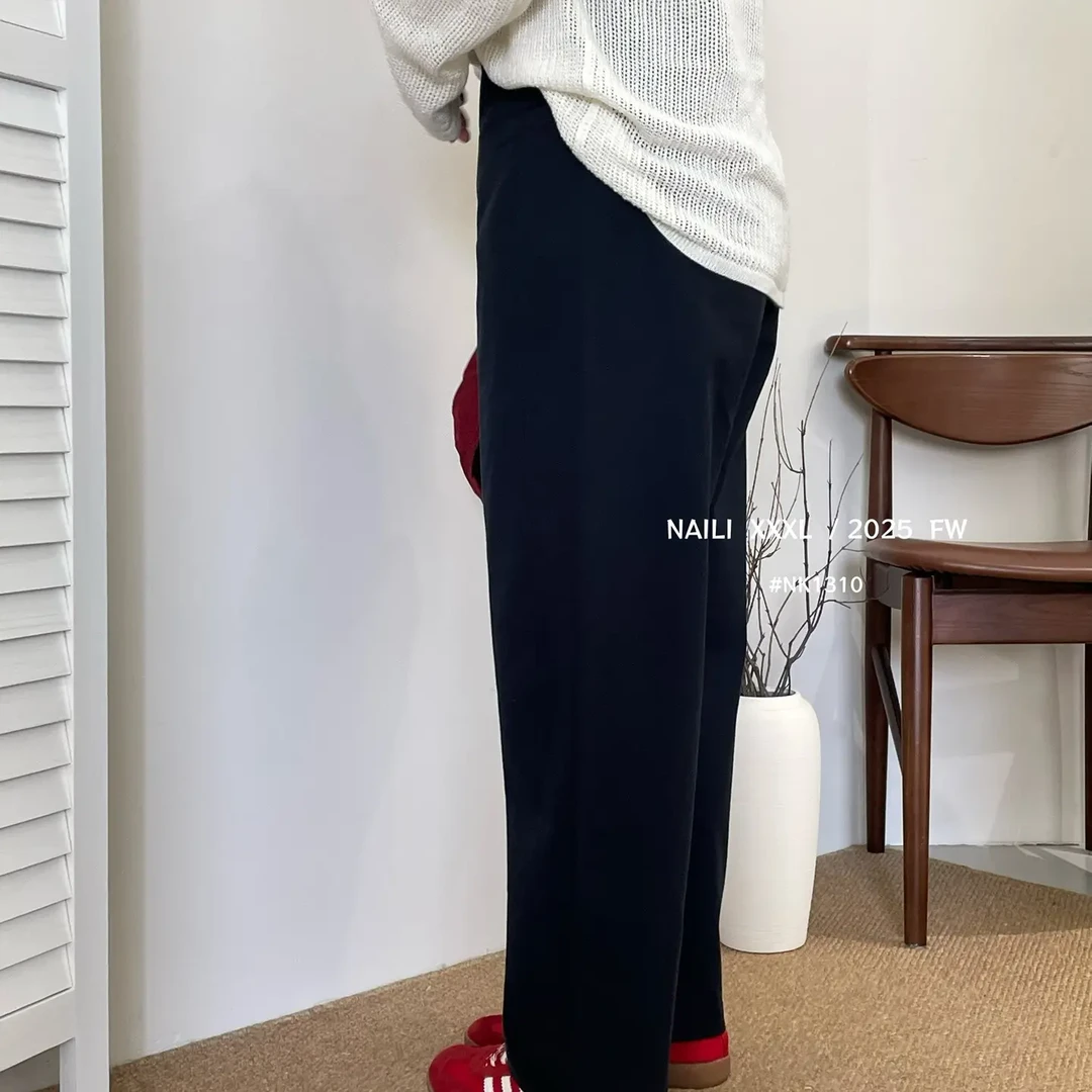 新款简约胖mm遮胯显瘦休闲百搭长裤云行裤时尚宽松阔腿