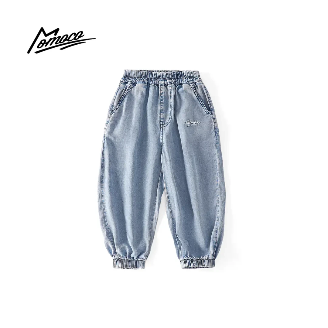 MOMOCO童装夏季男童防蚊裤长裤洋气束脚宝宝牛仔裤77230350004