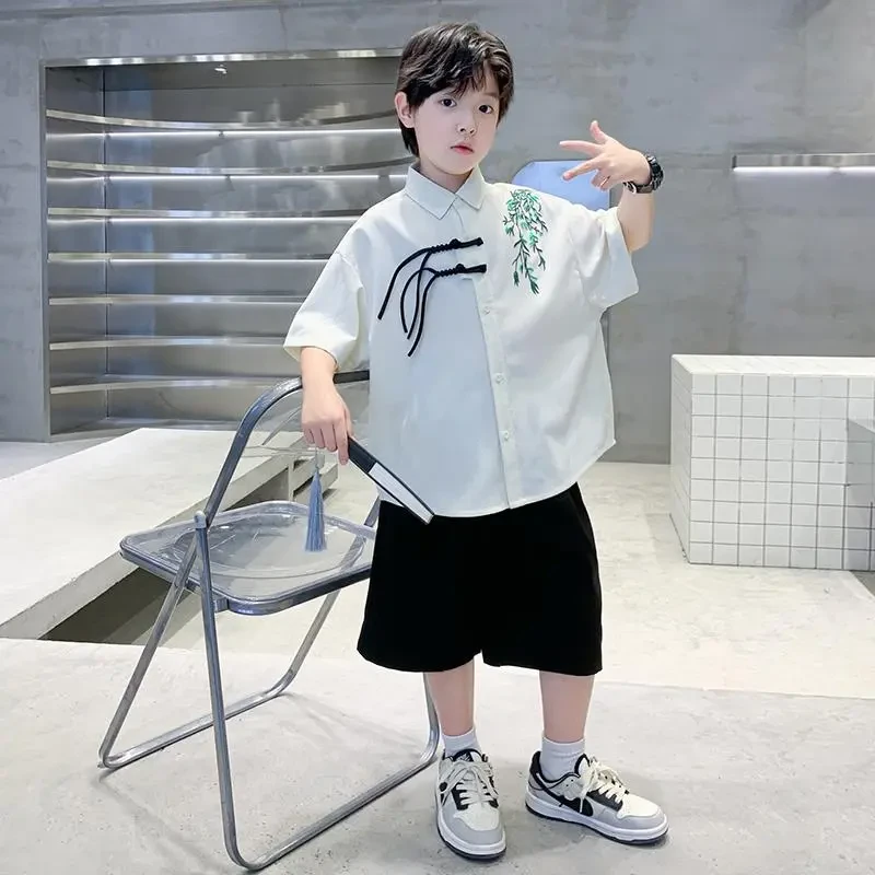 儿童装男童汉服夏装套装2025新款夏季短袖中国风男孩汉服中大童潮