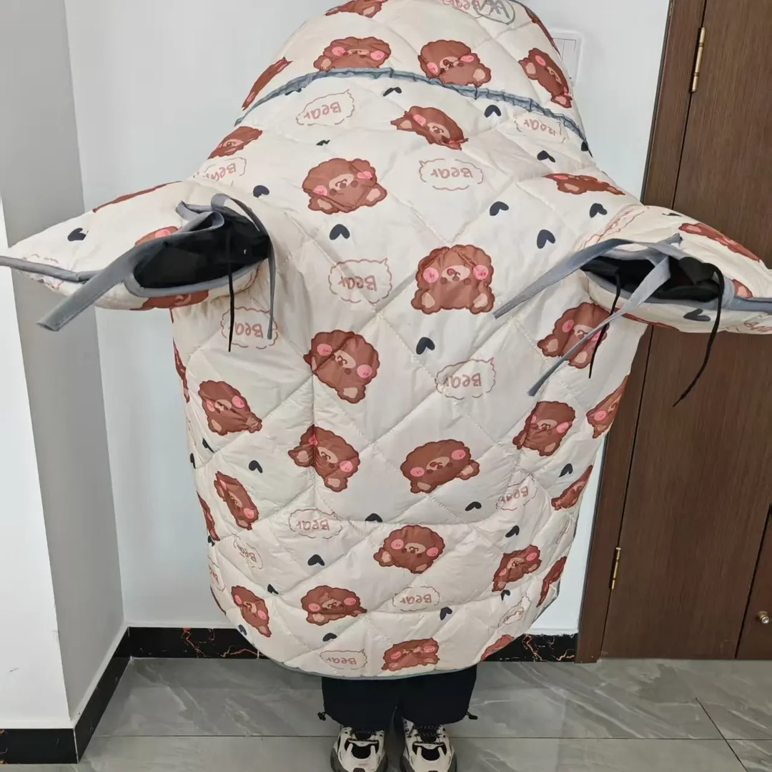 冬季电动车加绒加厚防水防寒挡风被通用保暖护膝防风罩