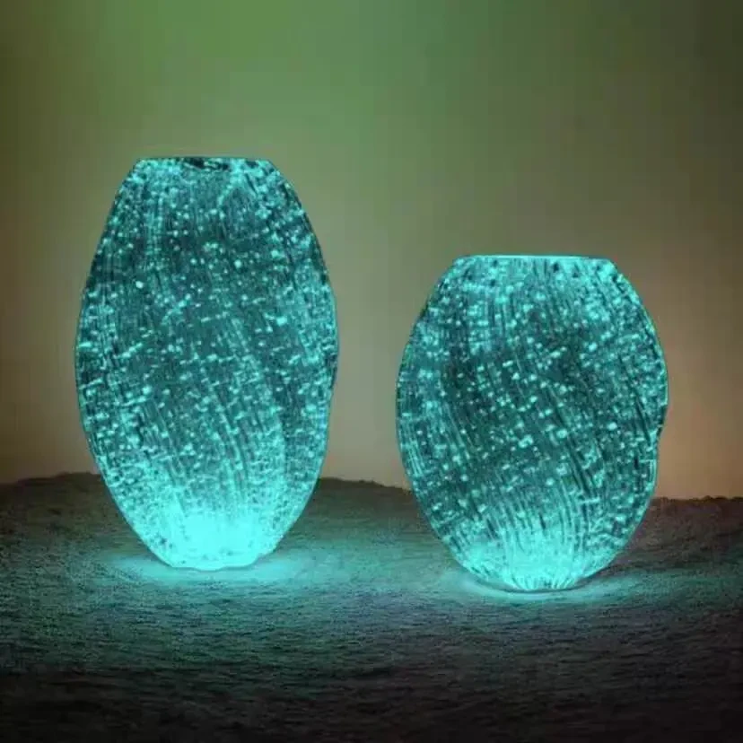 夜光麦芽糖花瓶 简约轻奢玻璃透明高级感家居客厅鲜花水培器皿