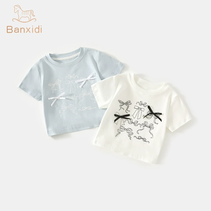 班喜迪女童短袖t恤夏新款儿童洋气公主上衣宝宝薄款衣服夏季童装