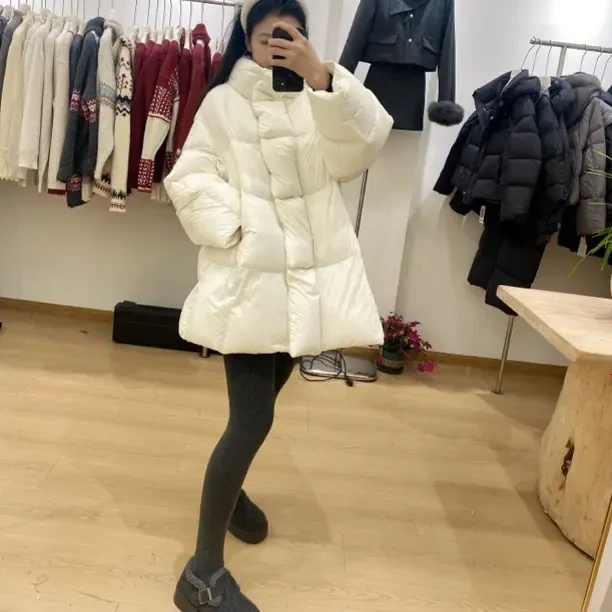 冬季新款保暖加厚白鸭绒泡芙羽绒服