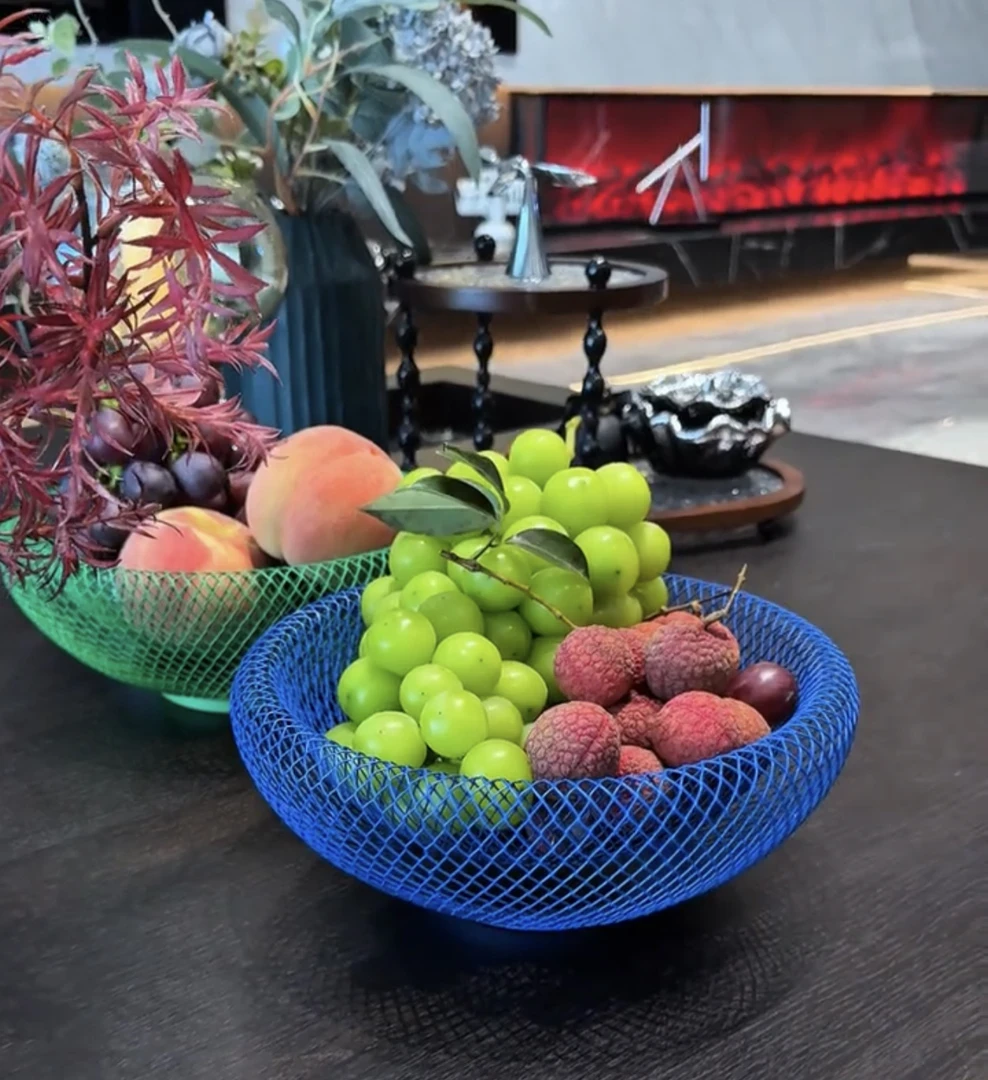 北欧INS风创意手工现代铁艺鸟巢网状收纳盘茶几零食筐果盘水果篮