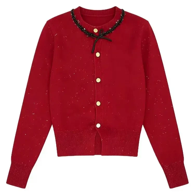 半高领加厚针织开衫女秋冬新款百搭显瘦毛衣外套