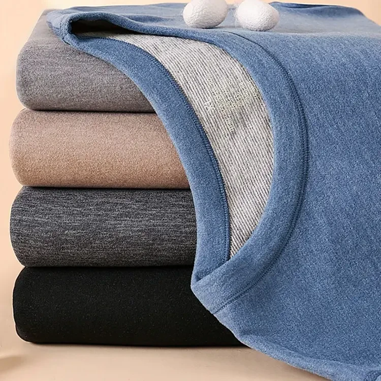 男女士冬季圆领羊毛蚕丝发热秋衣秋裤套装