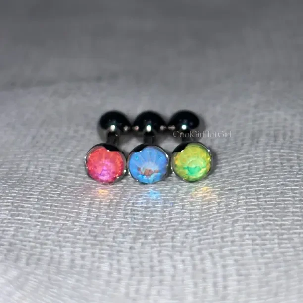 合金耳饰 CGHG F136小众简约捷克钻舌钉 钛合金内螺纹舌头钉