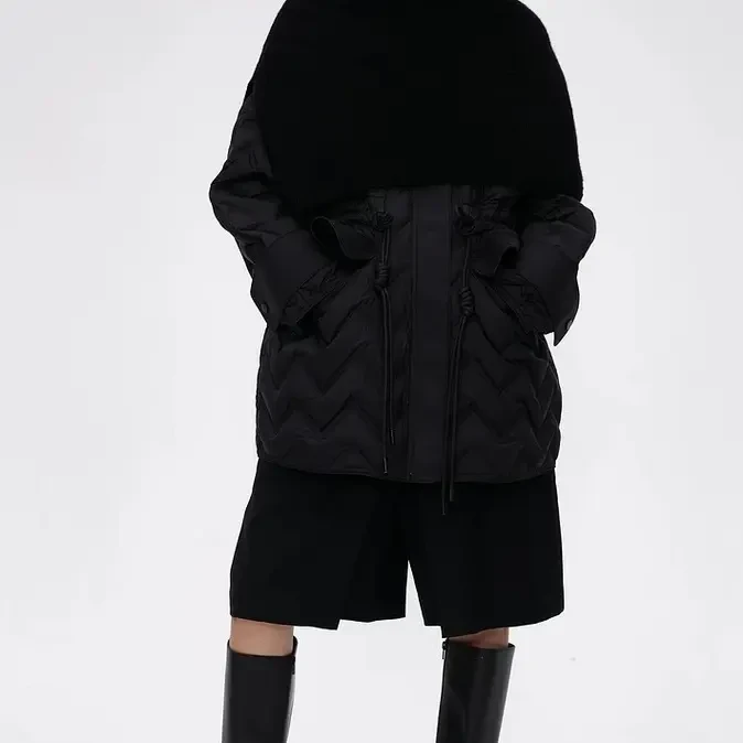 复古菱格收腰轻薄白鸭绒羽绒服披肩搭配冬季新款