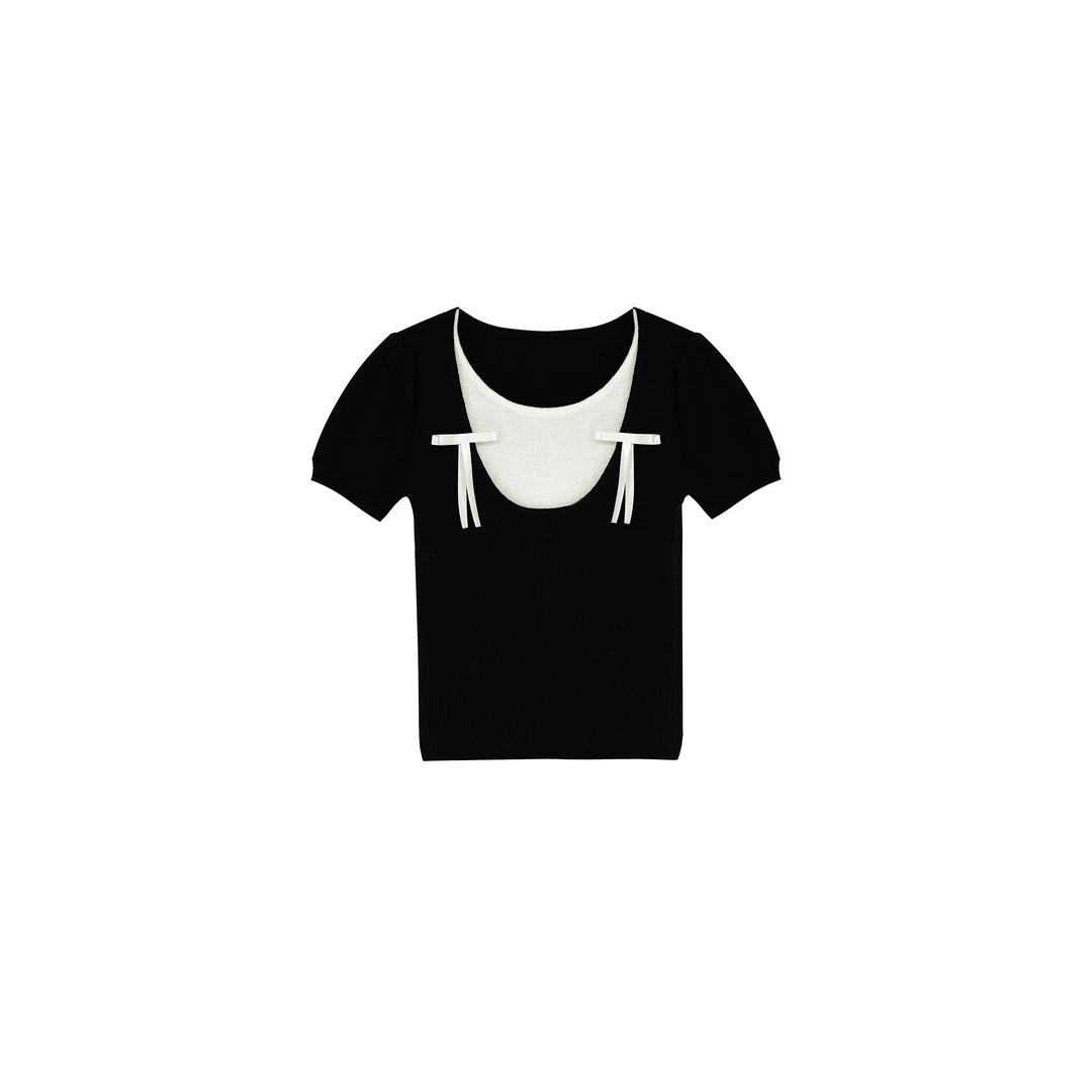 【OYANXI！清清！】短袖上衣女通勤百搭修身针织衫WW-骏2211016