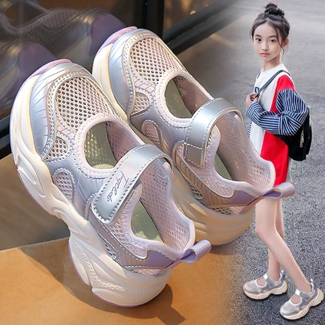 女童鞋子凉鞋镂空透气单网面2025新款夏季运动鞋儿童软底网鞋女孩