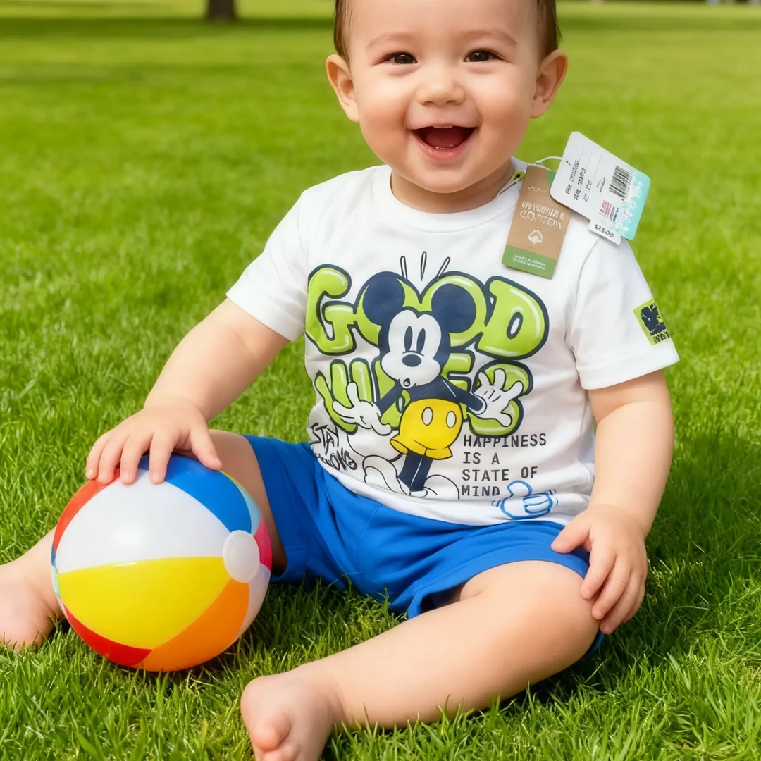 原单正品D家米奇卡通纯棉男童可爱夏季短袖孤品不退换