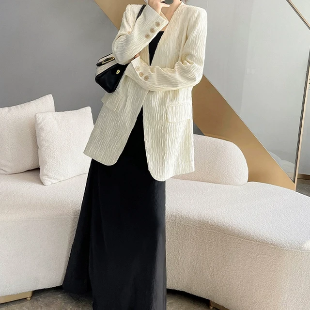 秋季大码女装黑色V领西装外套吊带裙两件套韩版胖mm时尚西服套装