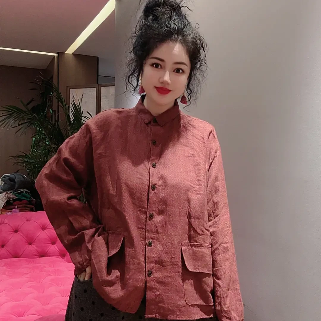 Chouduoduo·枫叶 秋季女老钱风单排扣休闲设计师衬衫