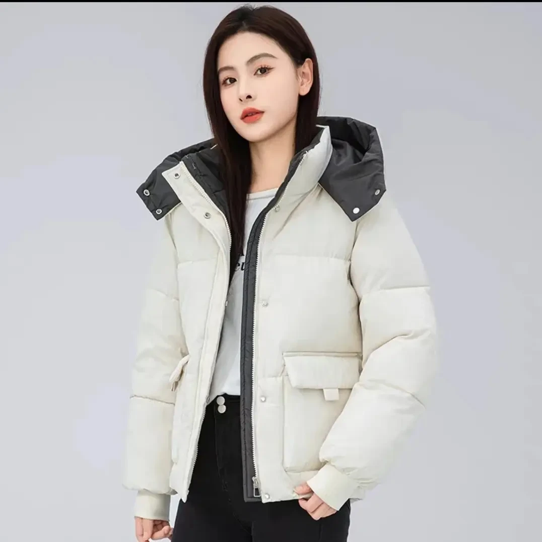 F020短款休闲冬装长袖连帽潮流甜美收腰保暖ins