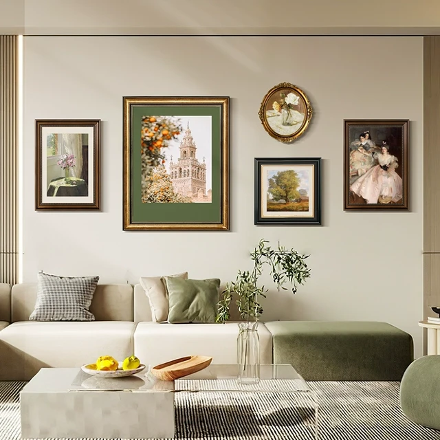 法式客厅装饰画沙发背景墙挂画卧室墙画高级感小众复古壁画美式