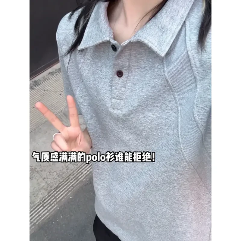 美式重磅Polo衫短袖男夏季拼接翻领正肩T恤潮牌情侣美式短袖