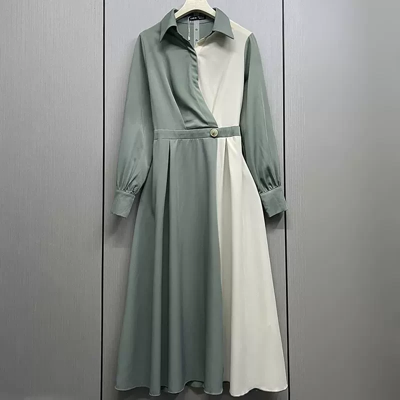 新款时尚套头长袖A字裙女装春秋气质宽松显瘦百搭连衣裙