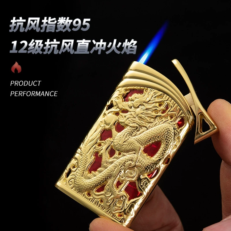 古银防风打火机国风直营畅销家用打火机龙凤金属立体浮雕防风火机