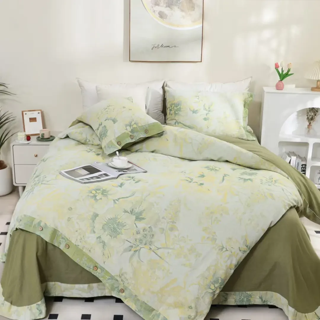 【四件套-寒露】皇家贡缎提花双层纱四件套