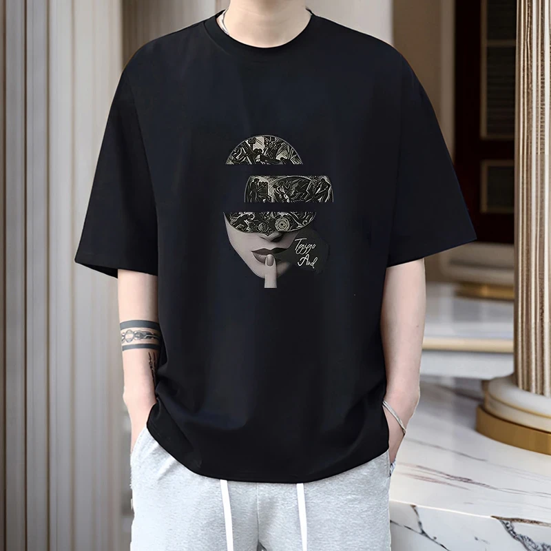 仓石一树港风短袖T恤男士夏季潮牌街头宽松百搭圆领半袖上衣体恤t